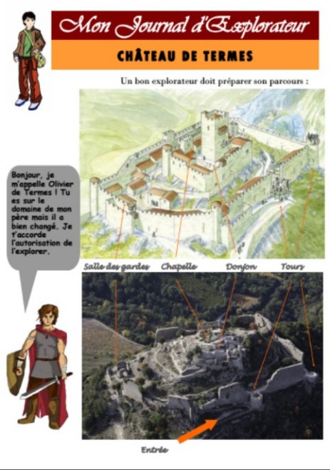 journal d'explorateur enfants, château de Termes
