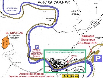 Plan du village de Termes et du ch�teau