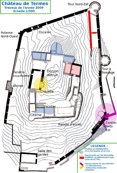 Plan des travaux 2009 au château de Termes_page vidéo 2009 Termes plan travaux 2009