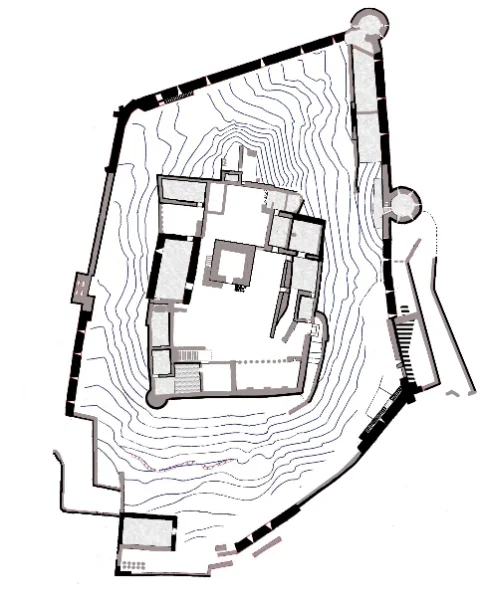 Plan du château de Termes en 2015 Suite au travaux 2015, nouveau plan des vestiges du château cathare de Termes, aude