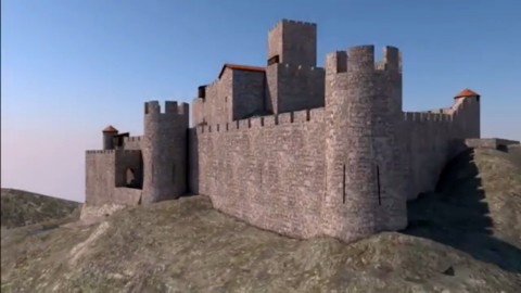 Copie d'écran issue du clip 3D de l'appli "Termes en Pays Cathare" Château royal de Termes, un des 5 fils de Carcassonne, Pays Cathare. Corbières, Sud de France, 3D.