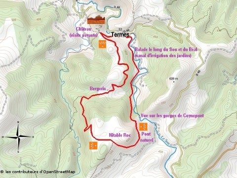 Boucle de Nitable Roc, Termes Randonnée à Termes sur la boucle de Nitable Roc, en passant par les Gorges de Coynepont.