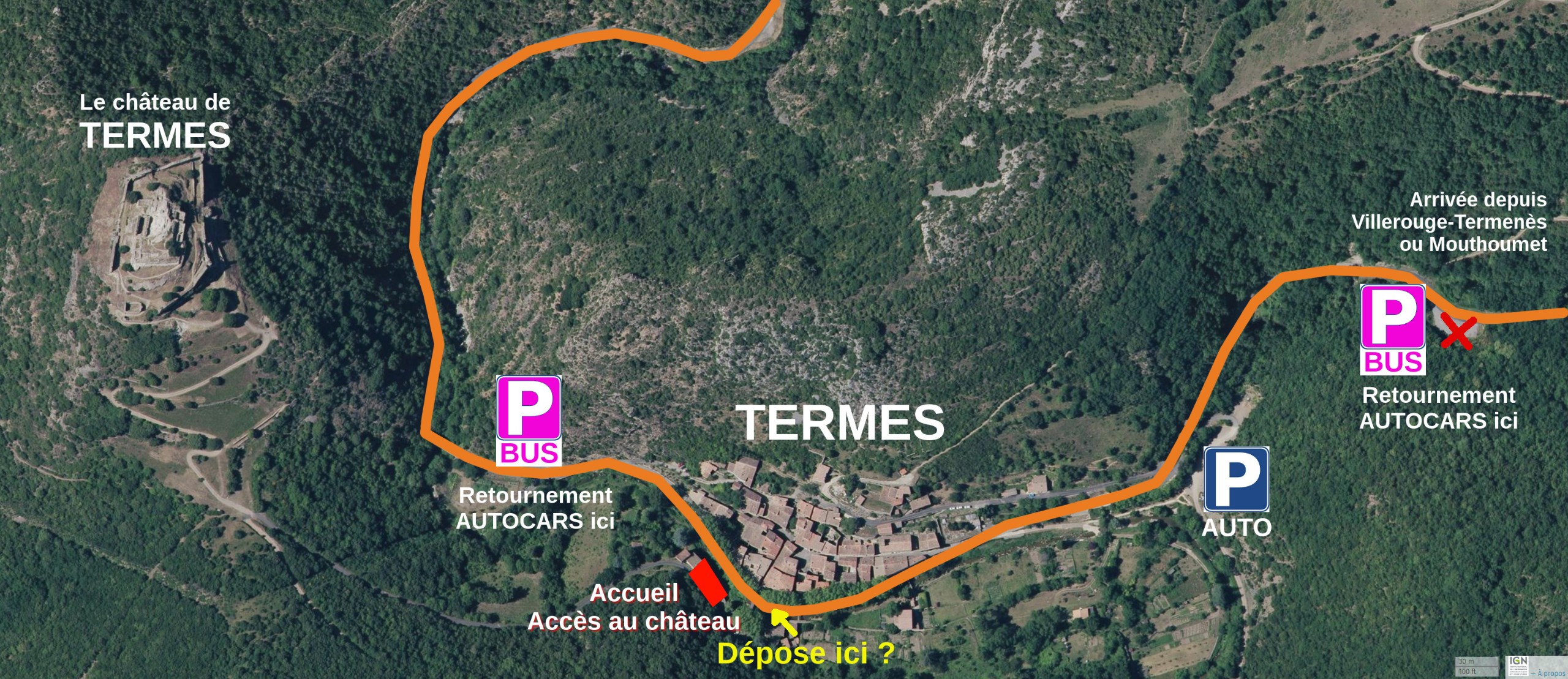 Plan accès bus autocars château de Termes Plan accès bus autocars château de Termes